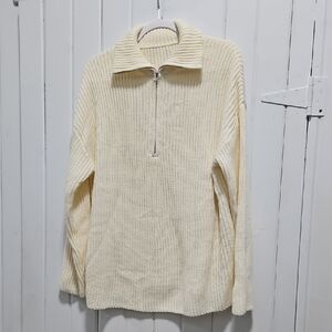 Men's Beige Zip-Up Sweater